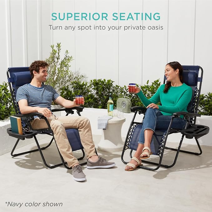 Best Choice Products Set of 2 Adjustable Steel Mesh Zero Gravity Lounge Chair - Image 9
