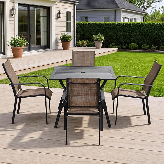 Patio Dining Chairs Set of 4, All-Weather High Back Textilene Stackable Chairs - Image 2