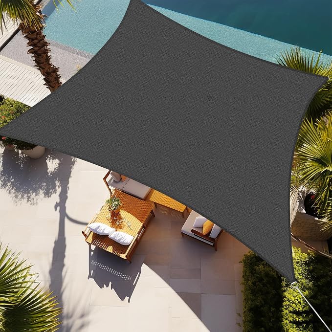 Shade&Beyond Rectangle Sun Shade Sail 08'X12' Permeable Canopy Dark Grey by ShadeBeyond