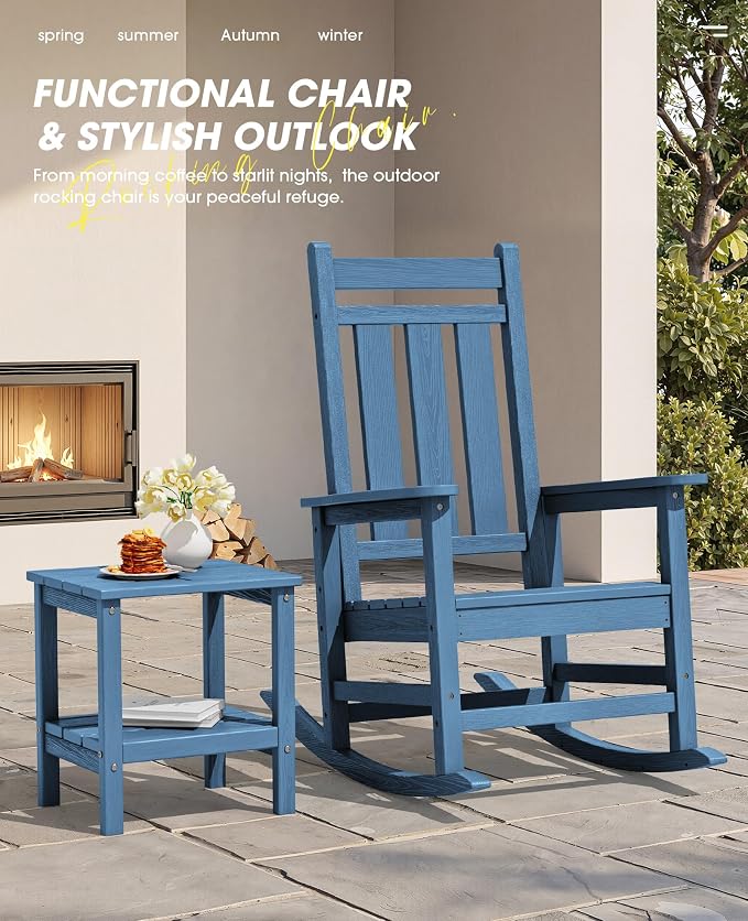 Oversized Outdoor Rocking Chair Set of 2, HDPE Patio Rockers - Image 5