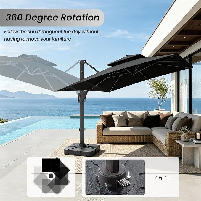 10 X 13 FT Cantilever Patio Outdoor Umbrella, Heavy Duty Aluminum Frame - Image 6