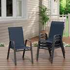 Stackable Outdoor Patio Dining Chairs Set of 4 – Heavy Duty, High Back Armchairs - Image 8