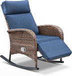 Zero Gravity Patio Rocking Wicker Recliner Chair - Image 7