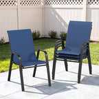 Outdoor Patio Chairs Set of 4 Stackable Dining Chairs All-Weather Textilene by CHINNLUU