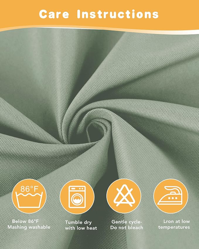 Outdoor Curtains for Patio Waterproof 4 Pcs 54x84 Inch Sage Green | Poolside - Image 5