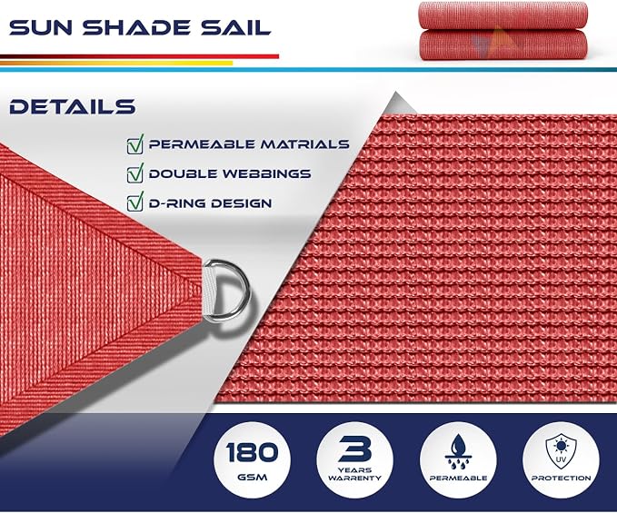 Windscreen4less 2' x 2' x 2' Sun Shade Sail Triangle Outdoor Canopy Cover UV - Image 3
