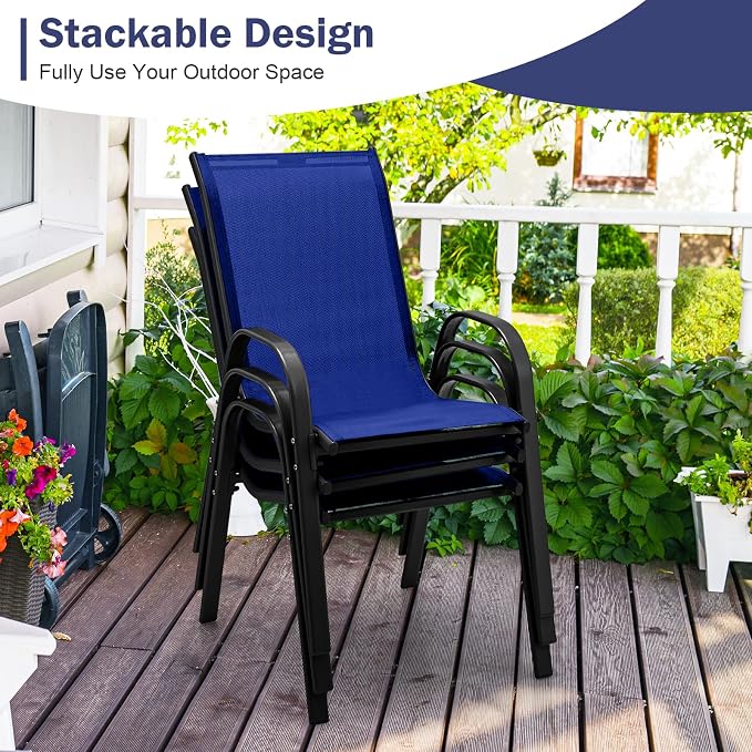 COSTWAY Patio Stackable Dining Chairs Set of 2 - Image 7