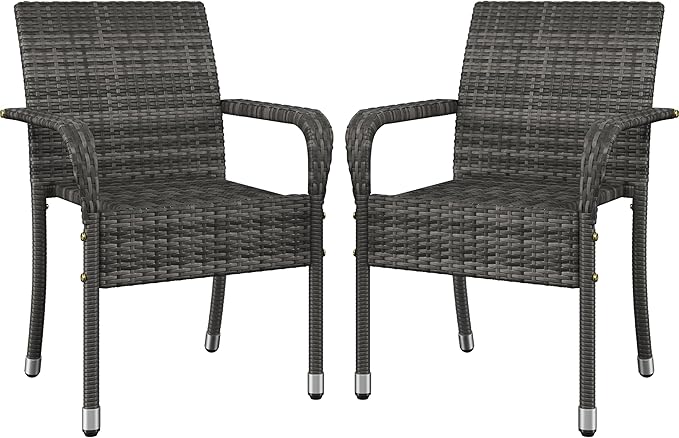 Yaheetech Set of 2 Stackable Outdoor Rattan Dining Chairs, All-Weather Firepits by Unknown