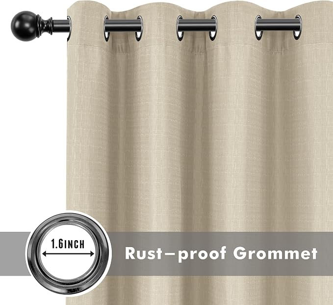 Linen Outdoor Curtains for Patio Waterproof 4 Pcs 54x95 In Cream | Light - Image 4