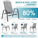 24.4" Wide Outdoor Stackable Chairs Set of 6 | Stacking Patio Chairs - Image 7