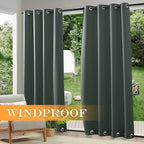 RYB HOME Outdoor Curtains 2 Panels, Waterproof Windproof Blackout Curtains - Image 2