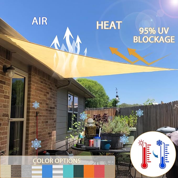Windscreen4less 22' x 22' x 22' Sun Shade Sail Triangle Outdoor Canopy Cover UV - Image 4