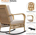 DECMICO Outdoor Rocking Chair Set, 3-Piece Wicker Patio Furniture | Elegant - Image 4