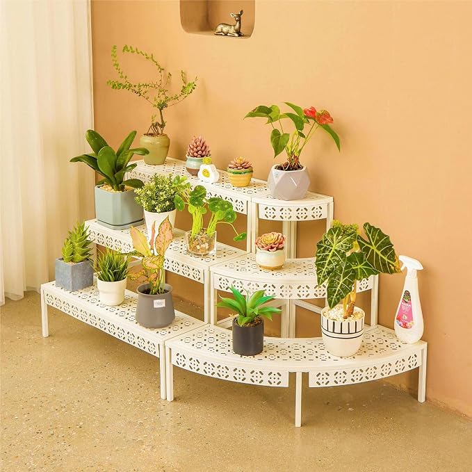 aboxoo 3-Tier Rectangular Metal Plant Stand, Ladder Flower Pot Rack | - Image 5