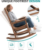SERWALL Outdoor Rocking Chair Set of 2, Oversized HDPE Rocker, All Weather - Image 7