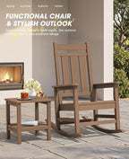 Oversized Outdoor Rocking Chair Set of 2, HDPE Patio Rockers - Image 9