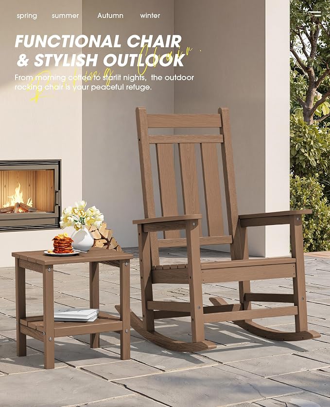 Oversized Outdoor Rocking Chair Set of 2, HDPE Patio Rockers - Image 9