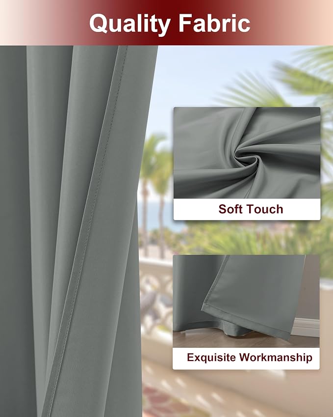 Grommet Outdoor Curtains for Patio Waterproof 8 Pcs 54x120 In Grey | - Image 4