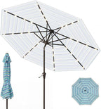 9FT Patio Umbrella with Solar Lights, Outdoor Market Umbrella with Tilt and by YourPerfectOutdoorEscape