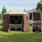 Aoxun 10x10ft Pop Up Gazebo, Camping Gazebo Screen Tent, Mesh Windows, Carry - Image 3