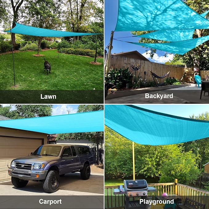 Sun Shade Sail 12' x 12' x 17' Turquoise Blue Right Triangle | Outdoor sun - Image 8