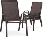 24.4" Wide Outdoor Patio Stackable Chairs Set of 4, Outside Furniture by Villeston