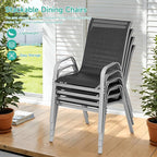 Patio Chairs Set of 4, All Weather Outdoor Dining Chairs | Stackable Dining - Image 5