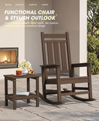 Oversized Outdoor Rocking Chair, HDPE Patio Rockers, Coffee | | All-Weather - Image 6