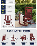 Oversized Outdoor Rocking Chairs Set of 4, HDPE Porch Rockers - Image 8