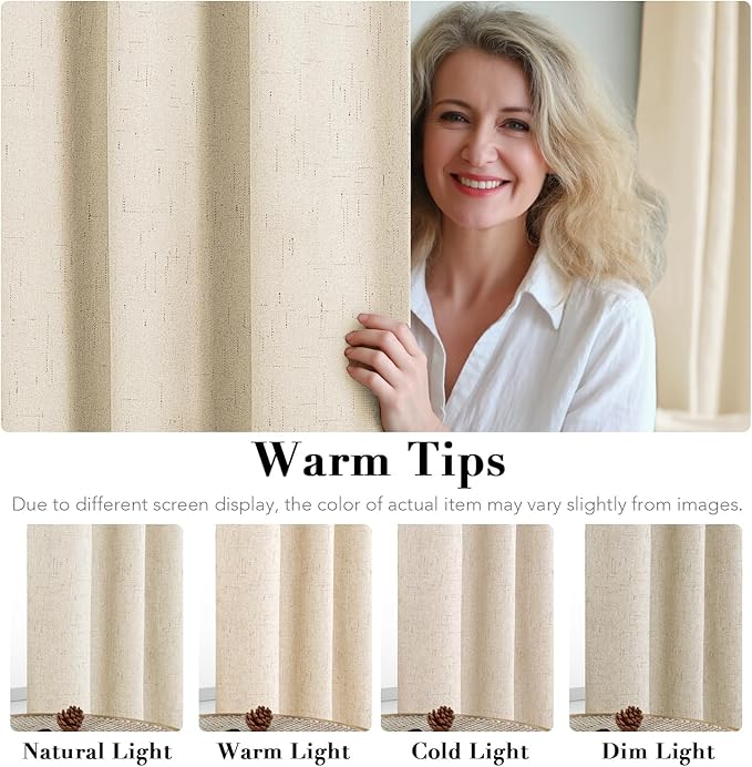 H.VERSAILTEX Curtains for Bedroom Black Out Thermal Insulated Linen Textured - Image 5