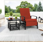 Incbruce 2 Pieces Outdoor Lounge Recliner Set, Adjustable Metal Recliner Sofa - Image 7