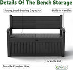 80 Gallon Outdoor Storage Bench, Waterproof Resin Deck Box - Image 4