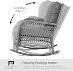 Patio Furniture Set 3 Pieces, Wicker Outdoor Rocking Bistro Set, Backyard or - Image 5