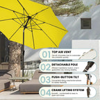 Patio Umbrella 9FT Outdoor Umbrella Patio - Image 4