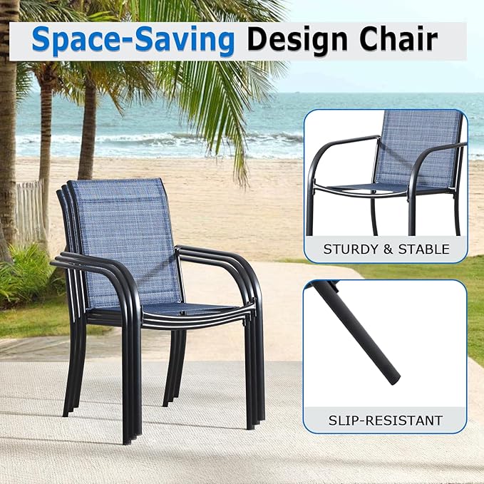Outdoor Dining Chairs Set of 4, Stackable Patio Chairs - Image 3