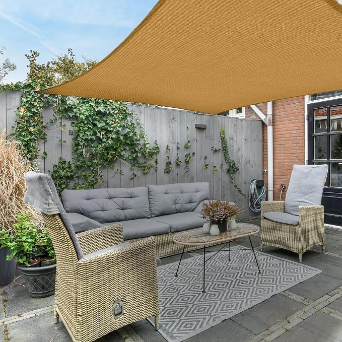 AsterOutdoor Sun Shade Sail Rectangle 10' x 10' UV Block Canopy - Image 8