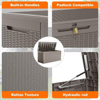 PatioZen 120 Gallon Resin Deck Box, Lockable Patio Outdoor Storage Box - Image 2