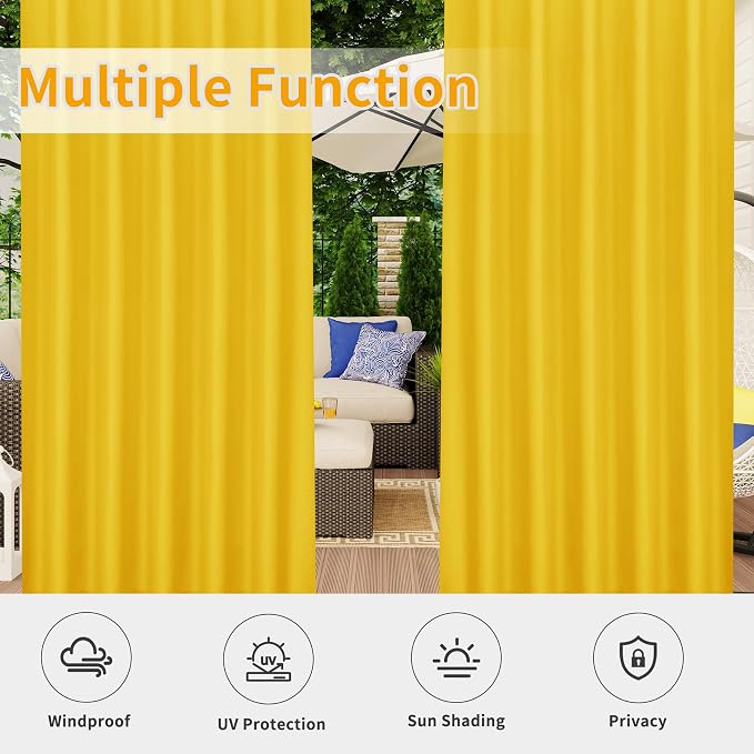 Easy-Going Outdoor Patio Curtains 2 Panels, 54x120 inch, Porch and Pergola - Image 5