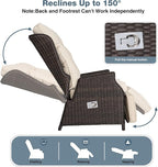 Outdoor Recliner with Adjustable Backrest and Footrest, PE Rattan Lounge Chair - Image 3