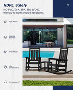 Oversized Outdoor Rocking Chair Set of 2, HDPE Patio Rockers - Image 8