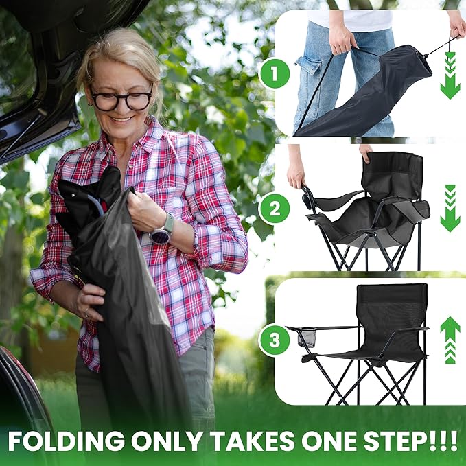 2 Pack Lightweight Folding Camping Chairs, Outdoor Lawn Beach Chair - Image 5