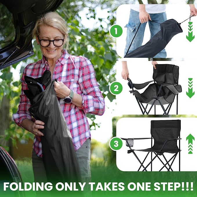 2 Pack Portable Camping Chairs Folding Lawn Chair Outdoor Lightweight Beach - Image 5