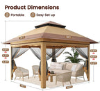 Driftalia 13x13 Pop Up Gazebo for Patio, Deck - Image 3