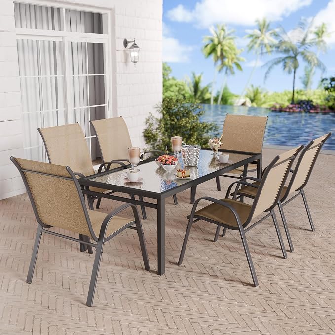 Patio Chairs Set of 4, Stackable Outdoor Dining Chairs Set - Image 7