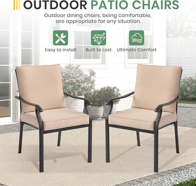 LVUYOYO Outdoor Patio Dining Chairs Set of 2, Metal Stackable Chairs Set - Image 6