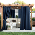 NICETOWN 2 Panels Navy Blue Outdoor Curtainss - Image 2
