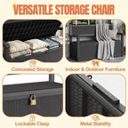 Storage Bench Outdoor Deck Box, 100 Gallon Lockable Patio Furniture | - Image 3