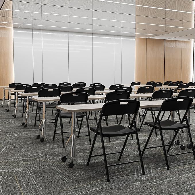 Bonnlo 10-Pack Black Plastic Folding Chairs, Portable Seat - Image 9