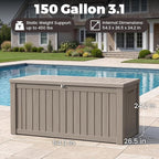 Outdoor Storage Box, 150 Gallon Waterproof Deck Box, Piston-Assisted Resin Trunk - Image 2