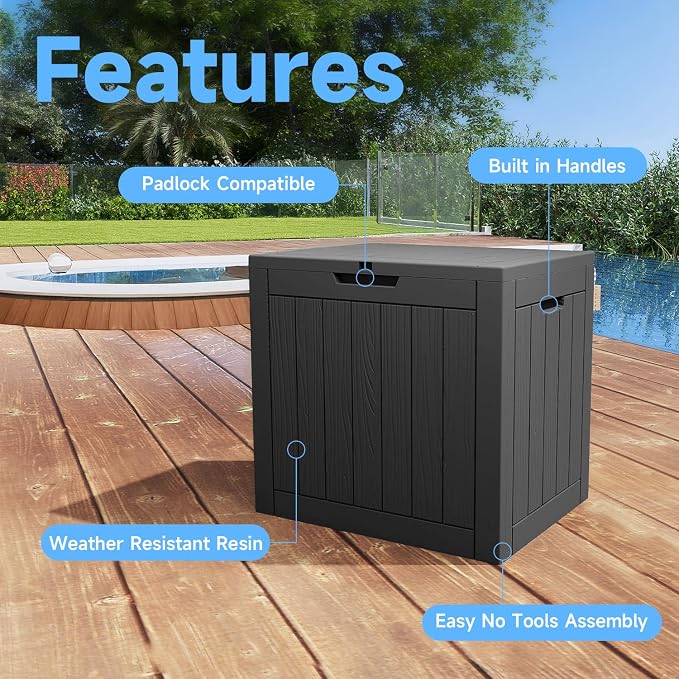 ROJIK 37 Gallon Resin Deck Box, Lockable Waterproof Weatherproof Outdoor - Image 2